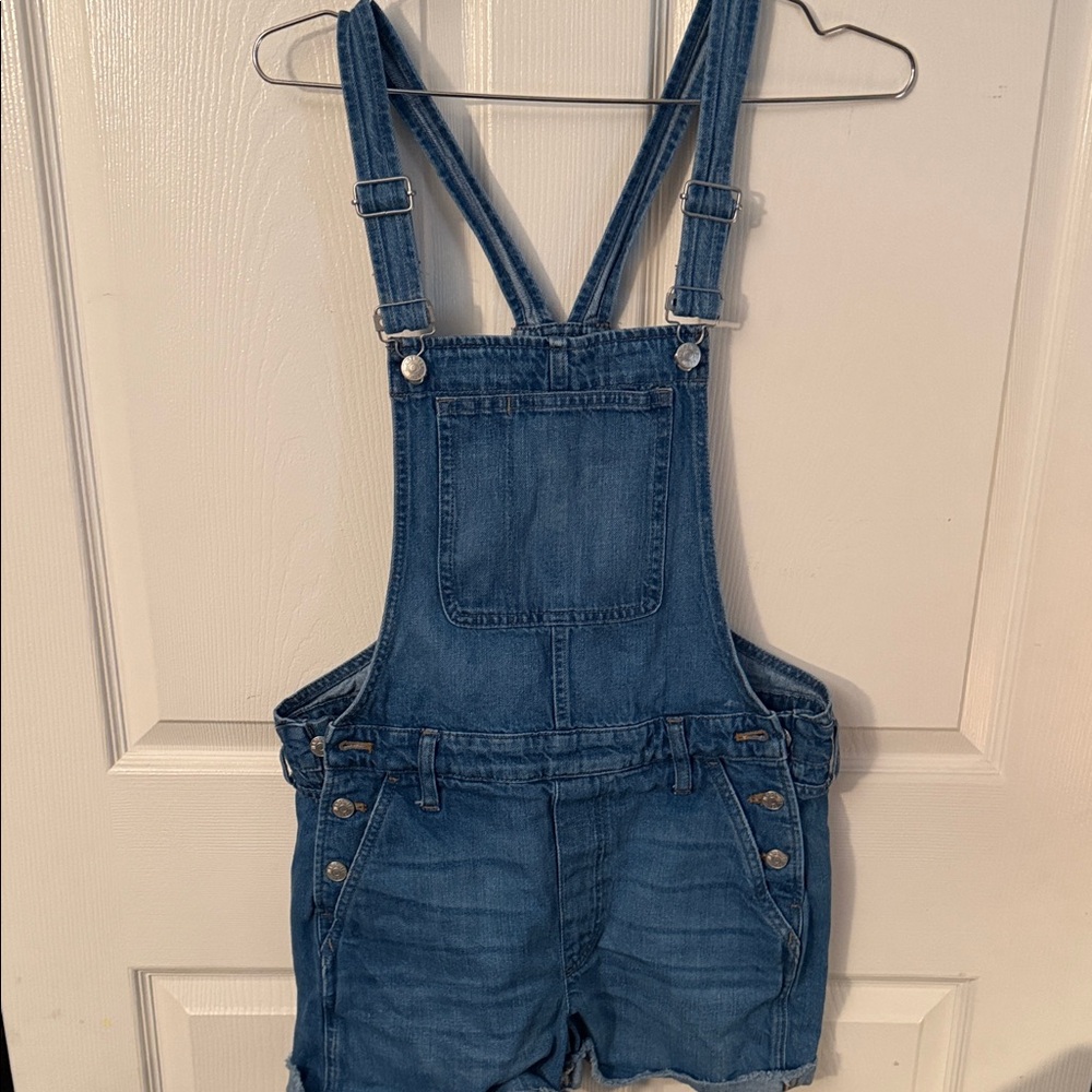 Madewell Blue Denim Short Overalls